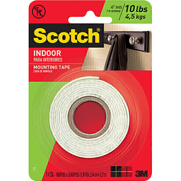 Image for SCOTCH 114 DOUBLE-SIDED MOUNTING TAPE 25.4MM X 1.27M WHITE from BusinessWorld Computer & Stationery Warehouse