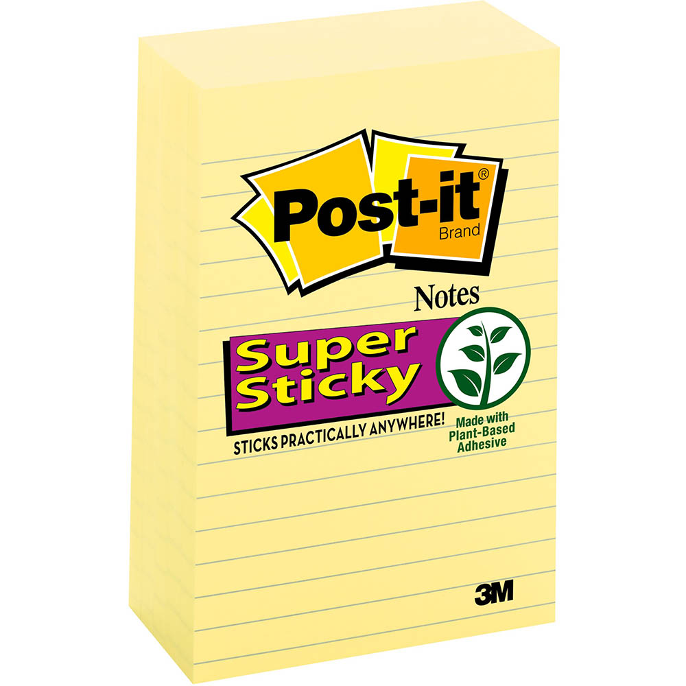 Image for POST-IT 660-5SSCY SUPER STICKY LINED NOTES 101 X 152MM CANARY YELLOW PACK 5 from Australian Stationery Supplies