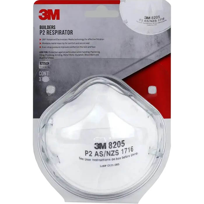 Image for 3M 8205 P2 BUILDERS RESPIRATOR PACK 3 from Mitronics Corporation