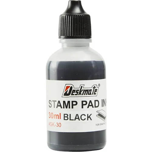 Image for DESKMATE STAMP PAD INK REFILL 30ML BLACK from Prime Office Supplies
