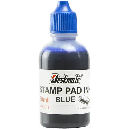 Image for DESKMATE STAMP PAD INK REFILL 30ML BLUE from Prime Office Supplies