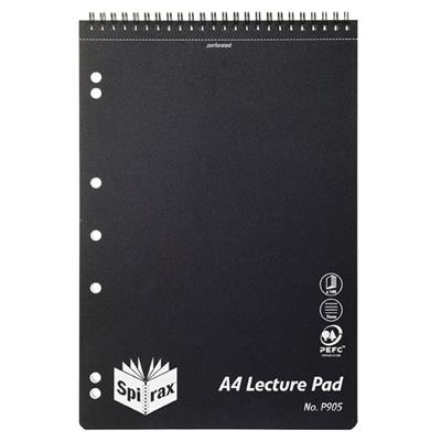 Image for SPIRAX P905 LECTURE PAD SPIRAL BOUND TOP OPEN 140 PAGE A4 BLACK from Office Heaven