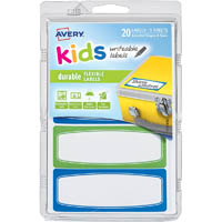avery 41413 kids writeable labels rectangular assorted blue/green pack 20