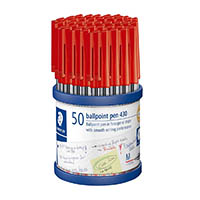 staedtler 430 stick ballpoint pen medium red cup 50