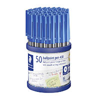 staedtler 430 stick ballpoint pen medium blue cup 50