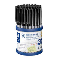 staedtler 430 stick ballpoint pen medium black cup 50