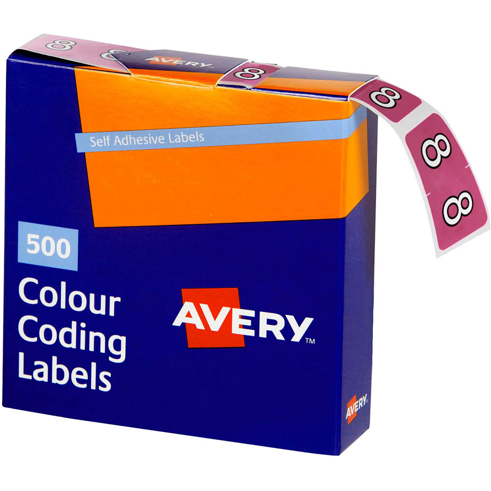 Image for AVERY 43248 LATERAL FILE LABEL SIDE TAB YEAR CODE 8 25 X 38MM MAUVE PACK 500 from Olympia Office Products