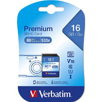 verbatim premium sdhc memory card class 10 16gb