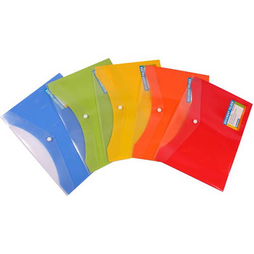 Image for BEAUTONE DOCUMENT FOLDER BUTTON CLOSURE A4 ASSORTED PACK 12 from Memo Office and Art