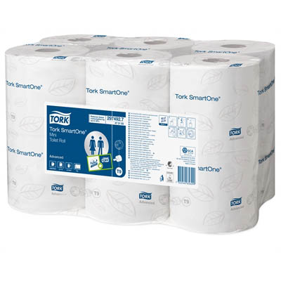 Image for TORK 472193 T9 SMARTONE MINI TOILET ROLL 2-PLY 111.6M WHITE CARTON 12 from Peninsula Office Supplies