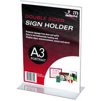 deflecto sign holder t-shape double sided portrait a3 clear