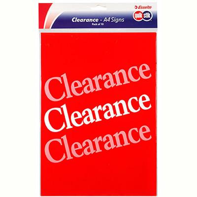 Image for QUIKSTIK SIGN CLEARANCE A4 RED/WHITE PACK 10 from Mitronics Corporation
