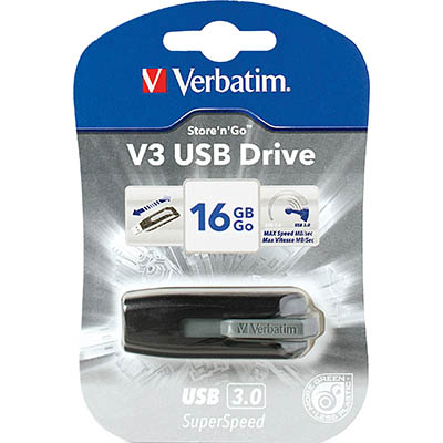 Image for VERBATIM STORE-N-GO V3 USB DRIVE 16GB GREY from Office Heaven