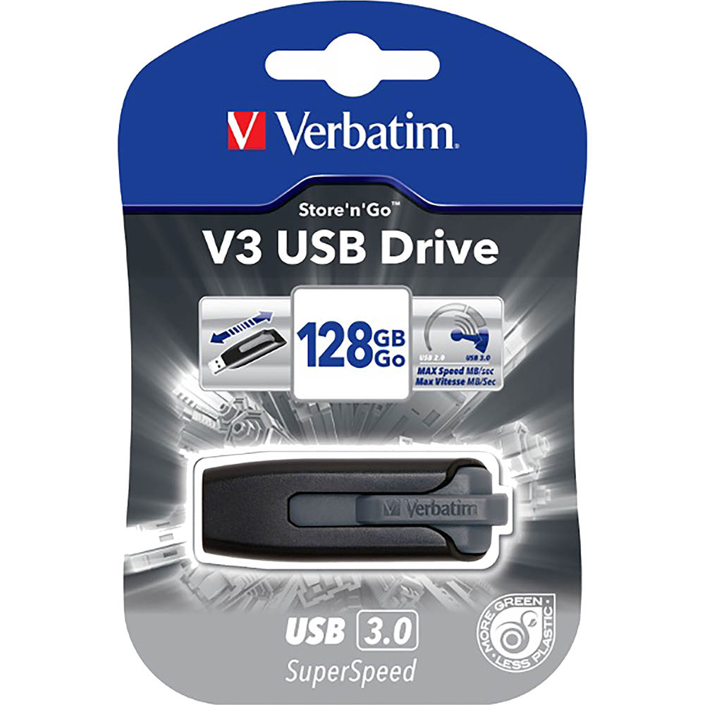 Image for VERBATIM STORE-N-GO V3 USB DRIVE 128GB GREY from ALLBIZ Office Supplies