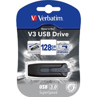 verbatim store-n-go v3 usb drive 128gb grey