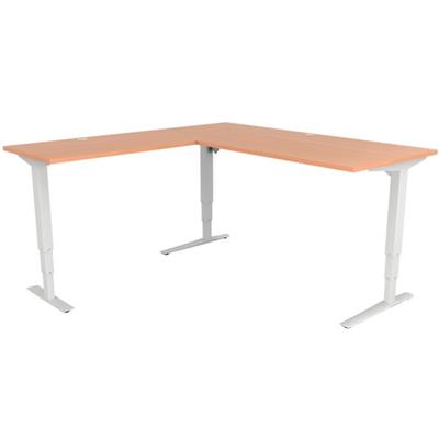 Image for CONSET 501-43 ELECTRIC HEIGHT ADJUSTABLE L-SHAPED DESK 1800 X 800MM / 1800 X 600MM BEECH/WHITE from That Office Place PICTON