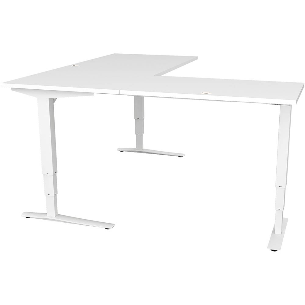 Image for CONSET 501-43 ELECTRIC HEIGHT ADJUSTABLE L-SHAPED DESK 1800 X 800MM / 1800 X 600MM WHITE/WHITE from That Office Place PICTON