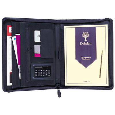 Image for DEBDEN ZIPPERED EXECUTIVE PORTFOLIO A4 LEATHER BLACK from BusinessWorld Computer & Stationery Warehouse