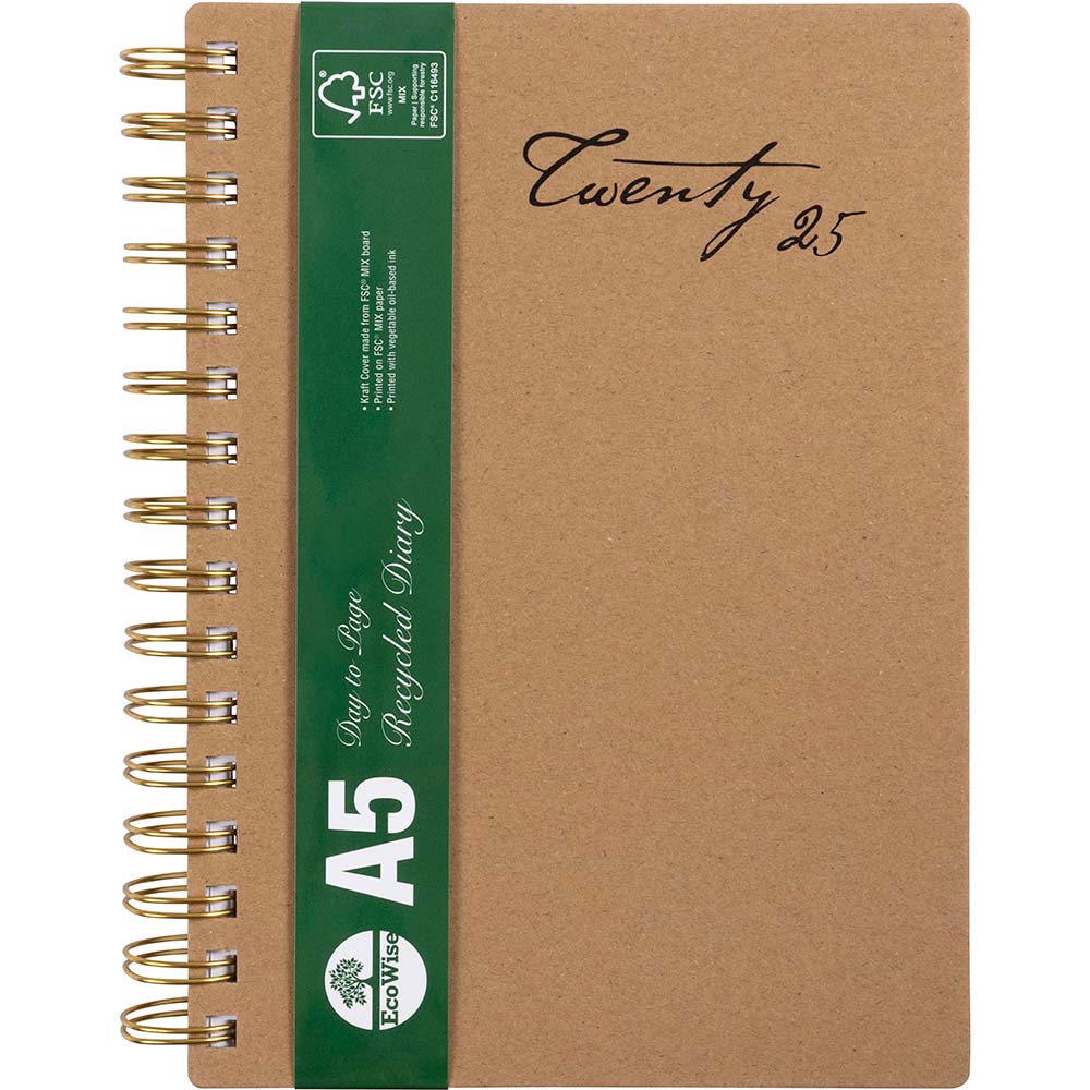 ECOWISE 51SECB DIARY DAY TO PAGE WIRO BOUND A5 |  | 7046342i