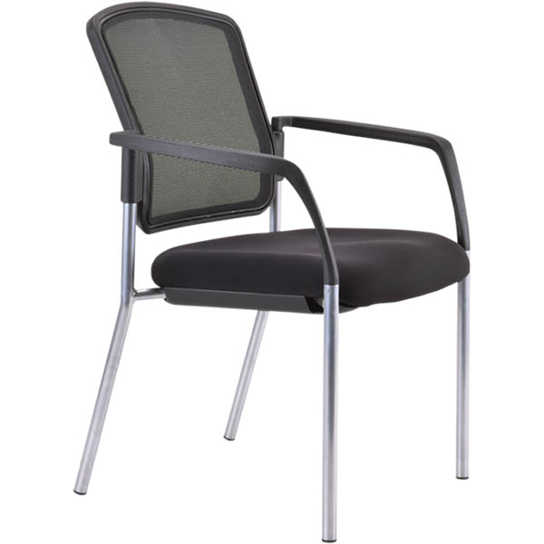 Image for BURO LINDIS VISITOR CHAIR 4-LEG BASE MESH BACK ELASTIC III FABRIC ARMS BLACK from Mercury Business Supplies
