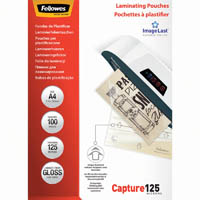 fellowes imagelast laminating pouch gloss 125 micron a4 clear pack 100