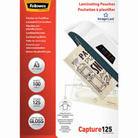 fellowes imagelast laminating pouch gloss 125 micron a3 clear pack 100