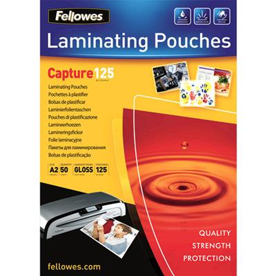 Image for FELLOWES CAPTURE LAMINATING POUCH GLOSS 125 MICRON A2 CLEAR PACK 50 from Office Play