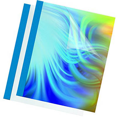 Image for FELLOWES THERMAL BINDING COVER 3MM A4 BLUE BACK / CLEAR FRONT PACK 100 from Memo Office and Art