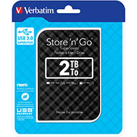 verbatim store-n-go usb 3.0 portable hard drive 2tb black