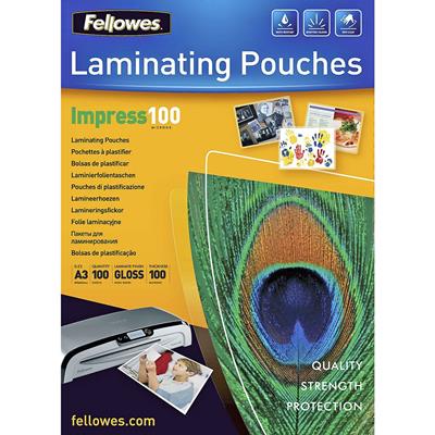 Image for FELLOWES IMPRESS LAMINATING POUCH GLOSS 100 MICRON A3 CLEAR PACK 100 from BusinessWorld Computer & Stationery Warehouse