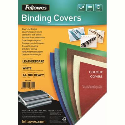 Image for FELLOWES BINDING COVER LEATHERGRAIN 230GSM A4 WHITE PACK 100 from That Office Place PICTON