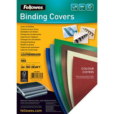 Image for FELLOWES BINDING COVER LEATHERGRAIN 230GSM A4 RED PACK 100 from That Office Place PICTON
