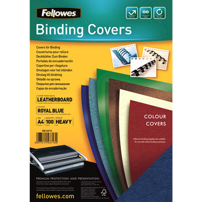 Image for FELLOWES BINDING COVER LEATHERGRAIN 230GSM A4 ROYAL BLUE PACK 100 from Clipboard Stationers & Art Supplies