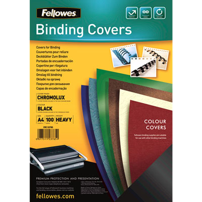 Image for FELLOWES CHROMOLUX BINDING COVER 250GSM A4 GLASS BLACK PACK 100 from Mitronics Corporation