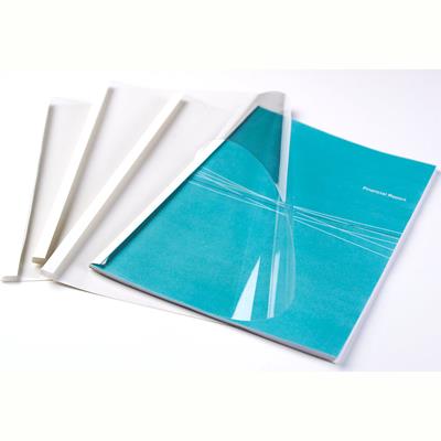 Image for FELLOWES THERMAL BINDING COVER 20MM A4 WHITE BACK / CLEAR FRONT PACK 50 from Olympia Office Products