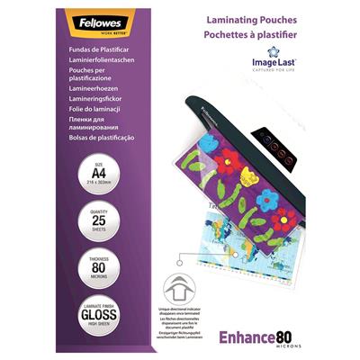Image for FELLOWES LAMINATING POUCH GLOSS 80 MICRON A4 CLEAR PACK 25 from Mitronics Corporation
