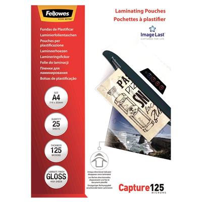 Image for FELLOWES IMAGELAST LAMINATING POUCH GLOSS 125 MICRON A4 CLEAR PACK 25 from Clipboard Stationers & Art Supplies