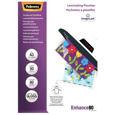 Image for FELLOWES LAMINATING POUCH GLOSS 80 MICRON A3 CLEAR PACK 50 from Mitronics Corporation