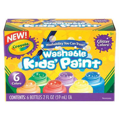 Image for CRAYOLA WASHABLE KIDS PAINTS 59ML GLITTER ASSORTED PACK 6 from Office Heaven