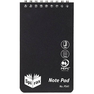 Image for SPIRAX P541 REPORTERS NOTEBOOK SPIRAL BOUND TOP OPEN 96 PAGE 87 X 147MM BLACK from Memo Office and Art