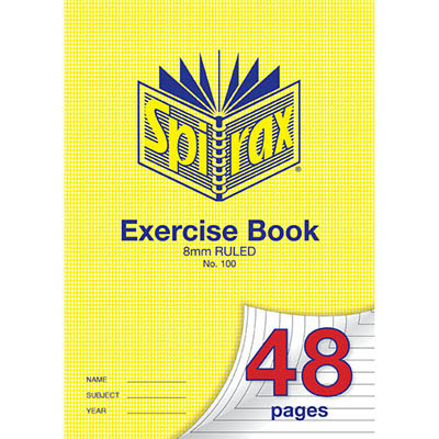 Image for SPIRAX 100 EXERCISE BOOK 8MM RULED 70GSM A4 48 PAGE from BusinessWorld Computer & Stationery Warehouse