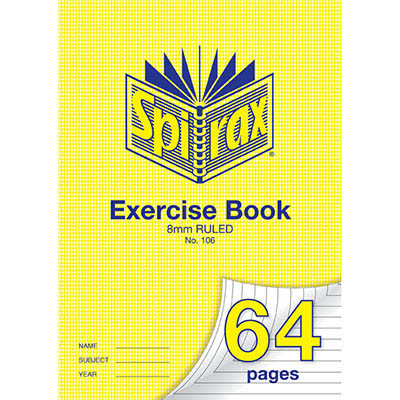 Image for SPIRAX 106 EXERCISE 8MM BOOK RULED 70GSM A4 64 PAGE from York Stationers