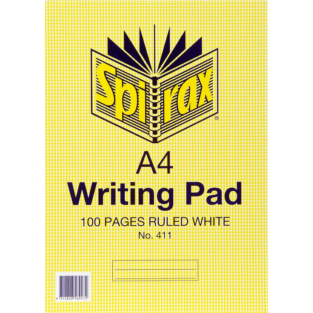 Image for SPIRAX 411 WRITING PAD 8MM RULED A4 100 PAGE from Clipboard Stationers & Art Supplies