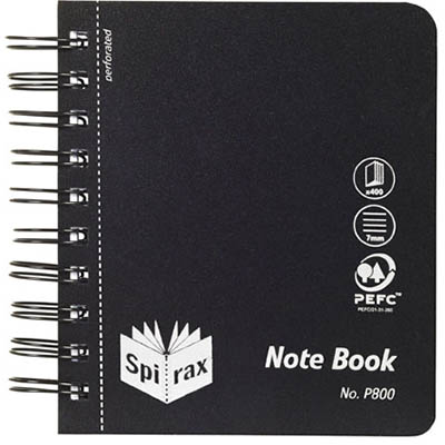 Image for SPIRAX P800 PP NOTEBOOK SIDE OPEN 400 PAGE 140 X 120MM BLACK from Mitronics Corporation