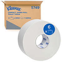 kleenex compact toilet tissue roll 2-ply 300m carton 6