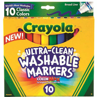 Image for CRAYOLA ULTRA-CLEAN WASHABLE MARKERS BROAD CLASSIC COLORS PACK 10 from Mitronics Corporation