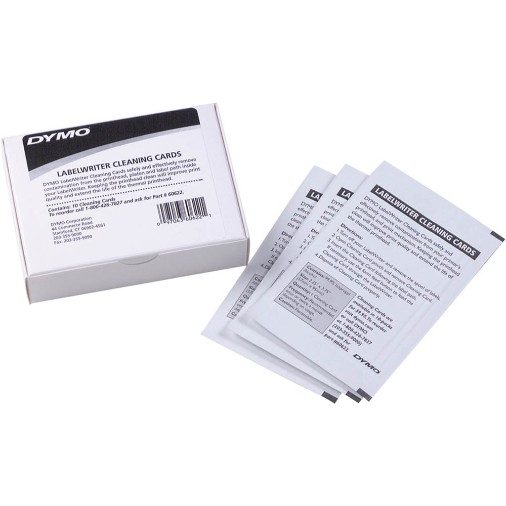 Image for DYMO 922983 LABELWRITER CLEANING CARD BOX 10 from SNOWS OFFICE SUPPLIES - Brisbane Family Company