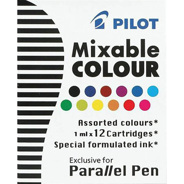 Image for PILOT PARALLEL CALLIGRAPHY PEN INK CARTRIDGE ASSORTED PACK 12 from BusinessWorld Computer & Stationery Warehouse