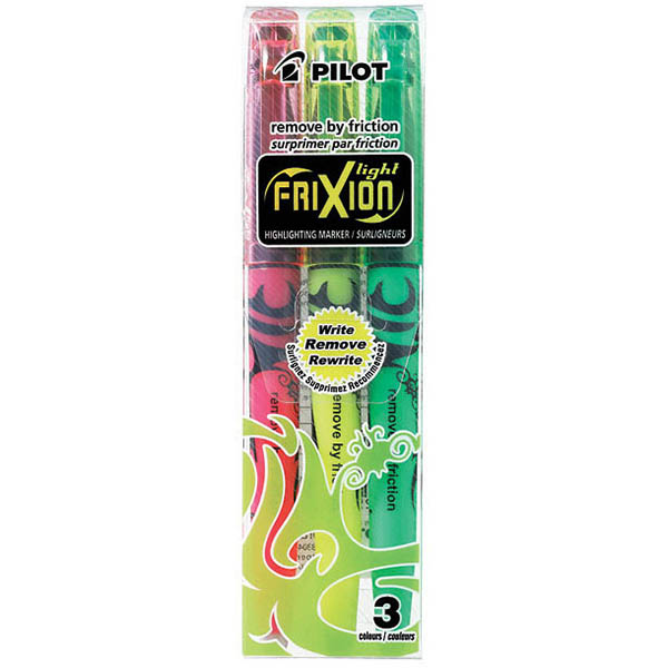 Image for PILOT FRIXION ERASABLE HIGHLIGHTER CHISEL ASSORTED WALLET 3 from Mitronics Corporation