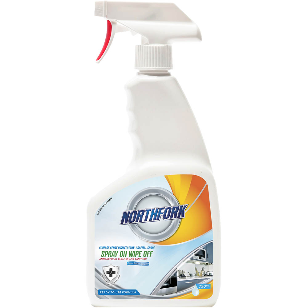 Image for NORTHFORK SURFACE SPRAY DISINFECTANT HOSPITAL GRADE SPRAY ON WIPE OFF 750ML from York Stationers